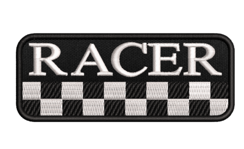 Patch Bordado Racer corrida kart quadriculado 10x4cm