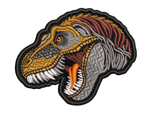 Patch Bordado Tiranossauro Rex Dinossauro 8x6,5cm